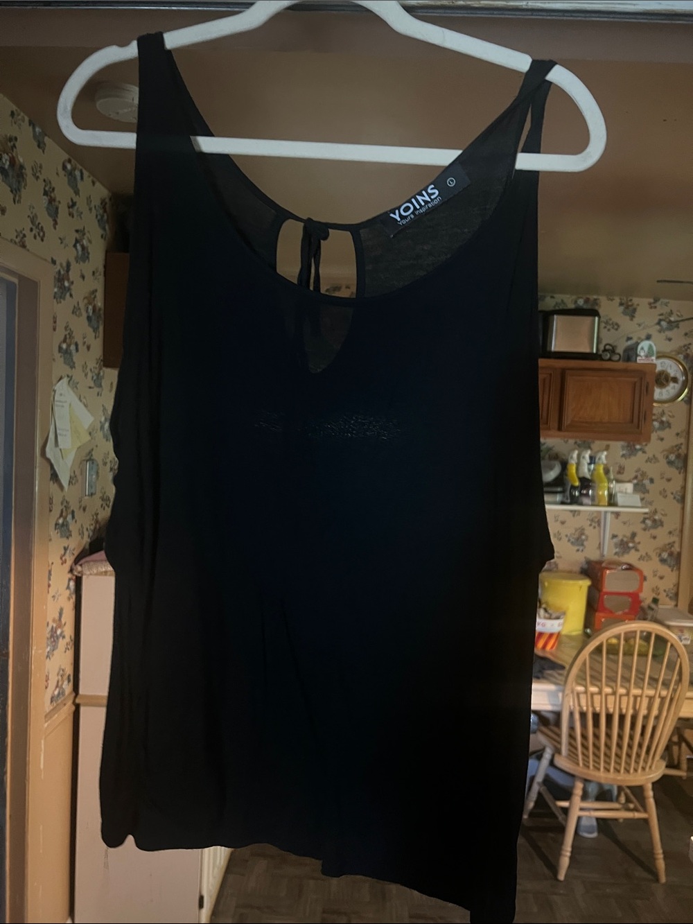 YOINS Black Scoop Neck Tie-Back Tank Top